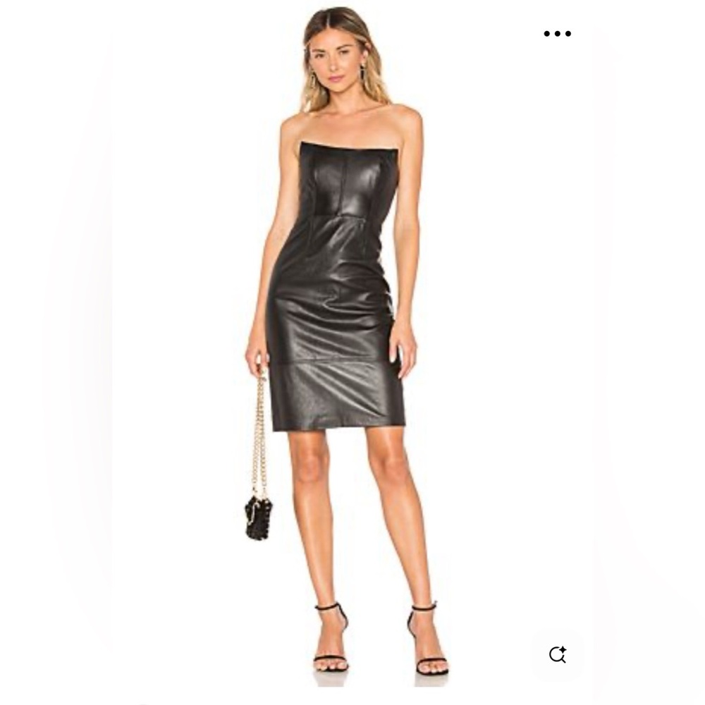 Genuine Leather Strapless Knee-length Dress Small